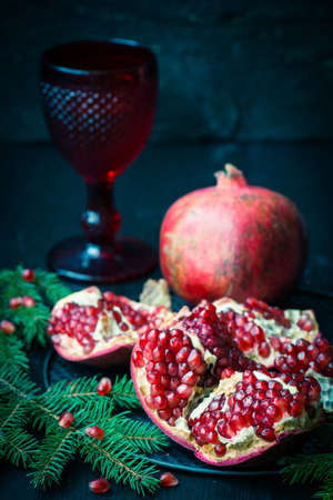 Pomegranate with festive decorations