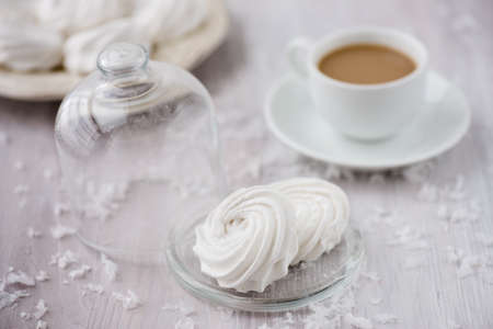 White apple marshmallows, homemade zephyr with coffee