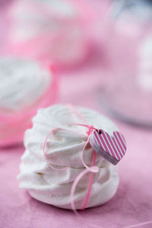 White apple marshmallows, homemade zephyr for valentine day