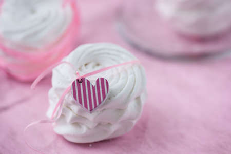 White apple marshmallows, homemade zephyr for valentine day