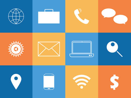 communication with business iconsのイラスト素材