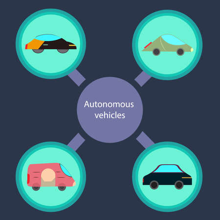 Autonomous vehicles in a circle.のイラスト素材