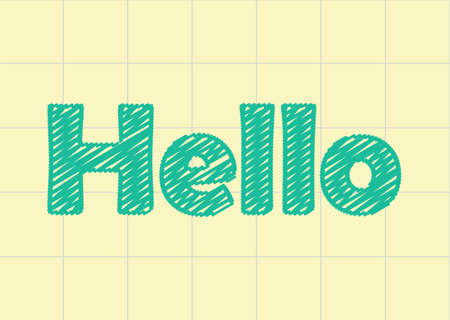 hello word in the notebook paper, scratchのイラスト素材