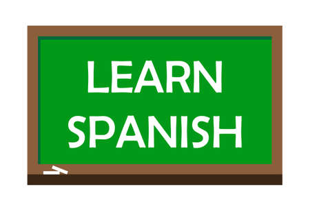 Learn Spanish write on green board.のイラスト素材