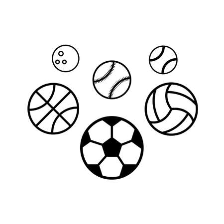 Sport balls on white background. Illustration stock vector.のイラスト素材