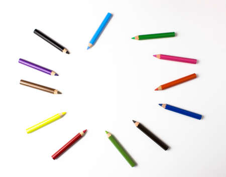 Color pencils on white background. Free royalty images.の写真素材