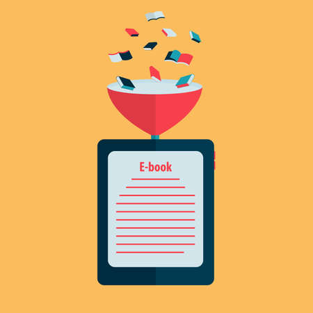 Loading books into ebook readerのイラスト素材