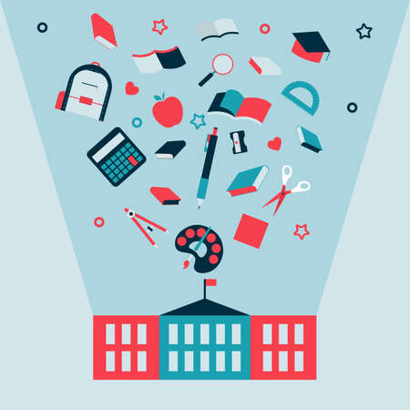 Back to School with education icons concept vector.のイラスト素材