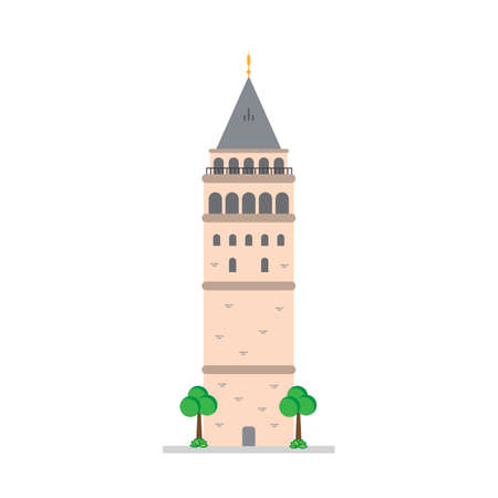 Galata Tower, Istanbul Turkey Isolated Vector Illustrationのイラスト素材
