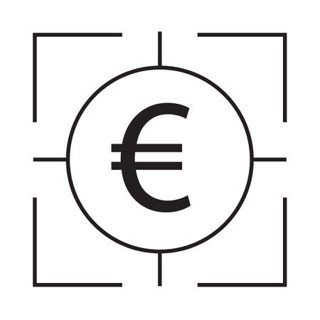 Financial goal icon with euro in target vector illustration.のイラスト素材