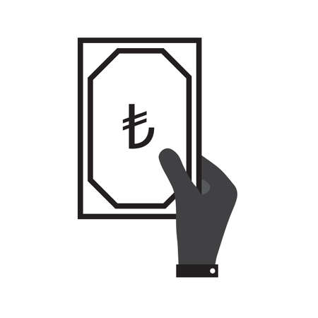 turkish liras and hand icon vector desingのイラスト素材