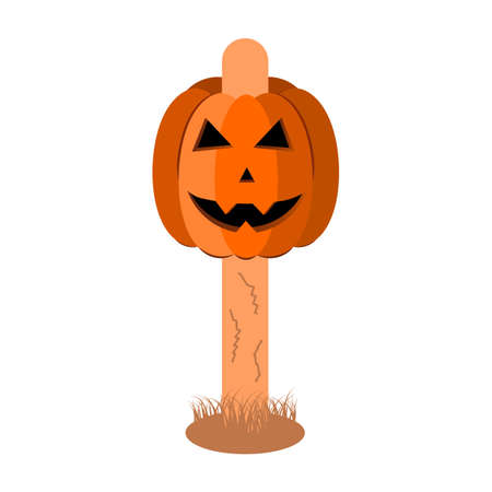 Halloween pumpkin on a scarecrow. Vector design.のイラスト素材