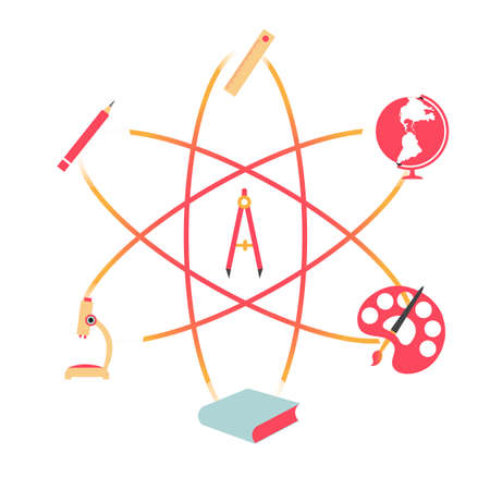 Atom icon and education icons. Vector illustration design.のイラスト素材