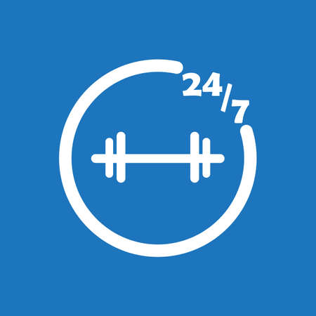 247 fitness icon flat vector design illustration.のイラスト素材