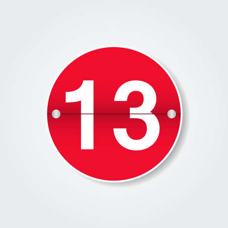 Calendar with 13 day. Holiday number. Vector design illustration.
