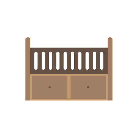 baby crib colored flat icon vector design illustration.のイラスト素材