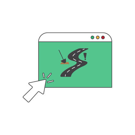 road work search colored icon. vector design illustration.のイラスト素材