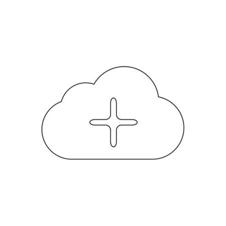 cloud and add outline icon vector design illustration.のイラスト素材