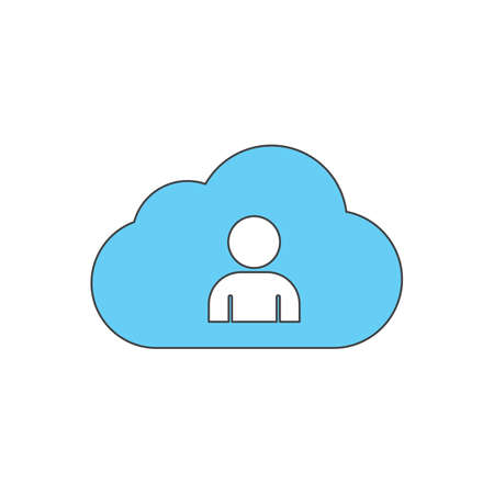 cloud and person colored icon vector design illustration.のイラスト素材