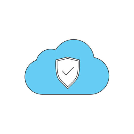 cloud and security colored icon vector design illustration.のイラスト素材