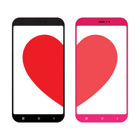 broken heart on phone screen flat icon vector design illustration.のイラスト素材