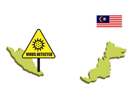 Malaysia flag with virus detected barrier. Corona Virus outbreak.のイラスト素材