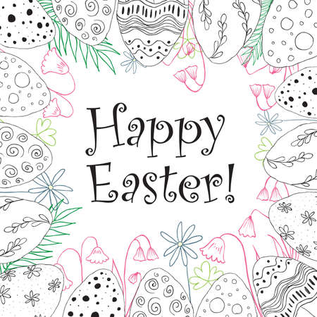 Easter background with doodlesのイラスト素材