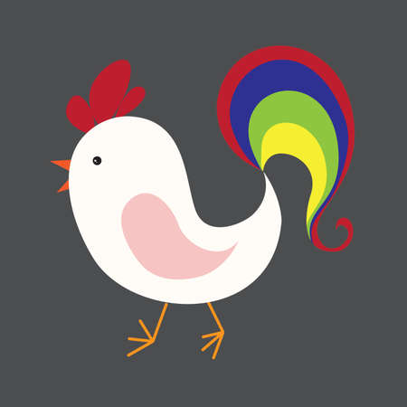 Cute rooster cartoon, vector illustrationのイラスト素材