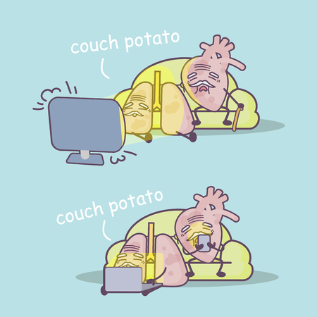 Be couch potato is unhealthy to lung and heart, great for health care conceptのイラスト素材
