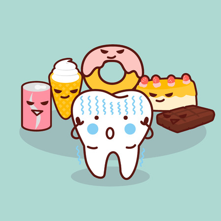 cute cartoon tooth cavity, great for health dental care conceptのイラスト素材