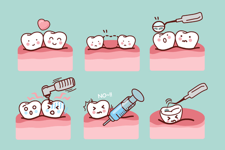 cartoon tooth with dental equipment, great for health dental care conceptのイラスト素材