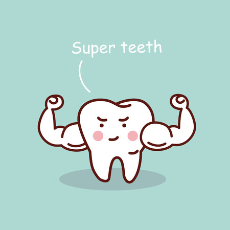 Super health cartoon tooth, great for health dental care conceptのイラスト素材
