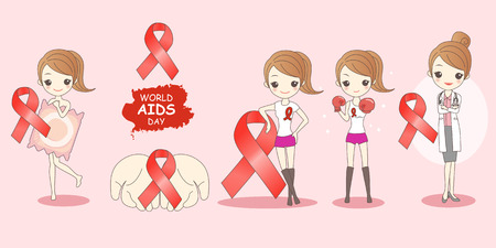 aids with cartoon woman, great for oyur designのイラスト素材
