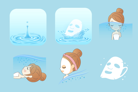 Beauty Skin care concept, Beautiful woman face with Water splashesのイラスト素材