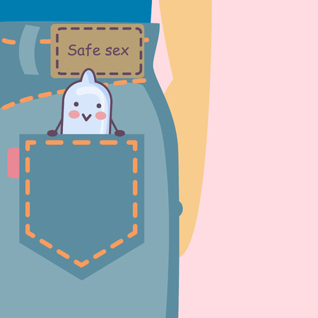 cartoon condom with jeans, safe sex conceptのイラスト素材