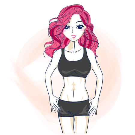 cartoon sport woman smile toy you ,great for your designのイラスト素材