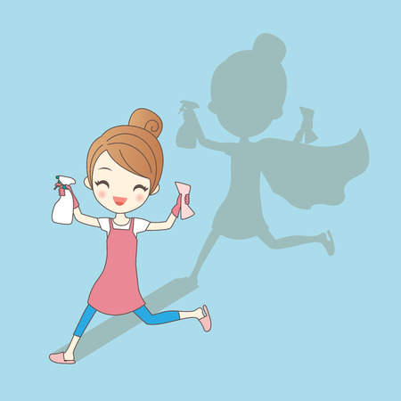 Cartoon young house wife smile happily to youのイラスト素材
