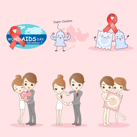 cartoon woman preventing AIDS, great for your designのイラスト素材