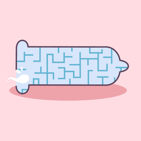 Cartoon Condom with maze-safe sex conceptのイラスト素材