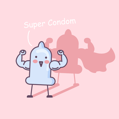 Super Condom Cartoon, safe sex conceptのイラスト素材