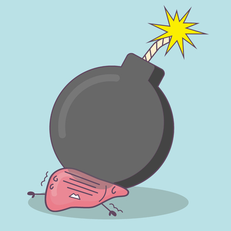 cartoon liver with bomb, great for health care conceptのイラスト素材