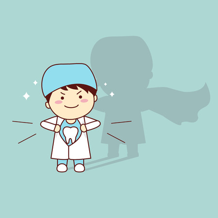 Super health cartoon tooth dentist doctor, great for health dental care conceptのイラスト素材