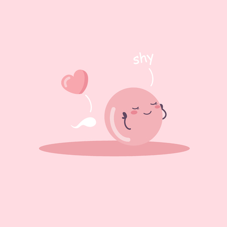 cartoon ovum and sperm with love heart, great for Pregnancy Conceptのイラスト素材