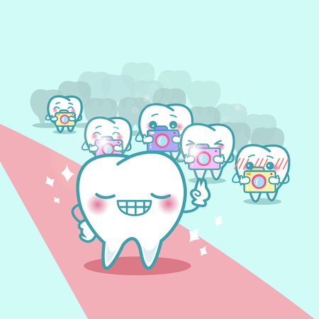 happy cartoon tooth with paparazzi, great for your healthのイラスト素材