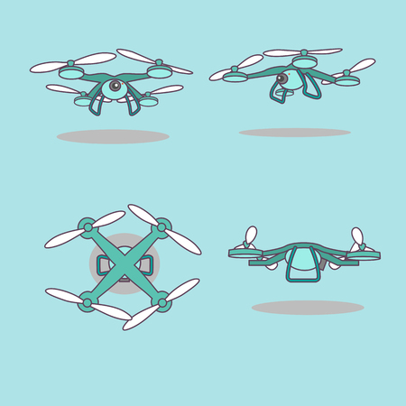 cute cartoon drone with every angle, great for your designのイラスト素材