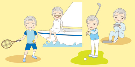 cartoon retire old man lifestyle,great for your conceptのイラスト素材