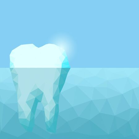 Low poly tooth iceberg , great for health dental care conceptのイラスト素材