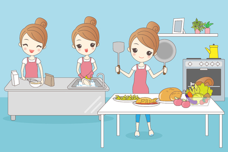 cartoon housewife do work  for your conceptのイラスト素材