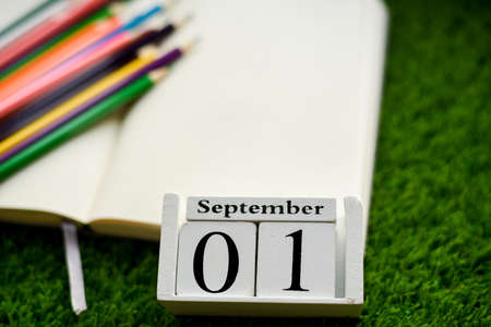 Back to school. September 1, knowledge day. September time concept. Preparing for school in the summer.の写真素材
