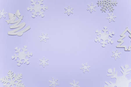 Minimalist Christmas toys in trendy 2022 colors set against Very Peri background. Christmas, new year concept, winterの写真素材